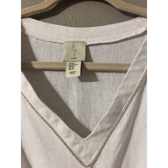 JOIE Maxi Dress XS Extra Small Linen Gray White Pockets Beads Washable Flowy - Picture 11 of 11